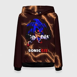 Толстовка-худи женская SONIC EXE Молнии, цвет: 3D-черный