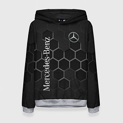 Толстовка-худи женская Mercedes-Benz black соты, цвет: 3D-меланж
