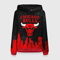 Толстовка-худи женская Chicago Bulls, Чикаго Буллз Город, цвет: 3D-красный