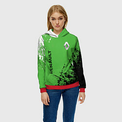 Толстовка-худи женская Renault Брызги красок, цвет: 3D-красный — фото 2