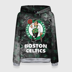 Толстовка-худи женская Бостон Селтикс, Boston Celtics, НБА, цвет: 3D-меланж