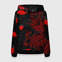 Толстовка-худи женская Дракон Китайский дракон, цвет: 3D-черный