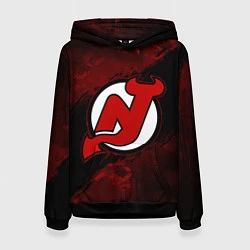 Толстовка-худи женская New Jersey Devils, Нью Джерси Девилз, цвет: 3D-черный