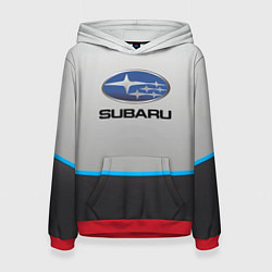 Толстовка-худи женская Subaru Неоновая полоса, цвет: 3D-красный