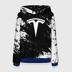 Толстовка-худи женская Tesla logo texture, цвет: 3D-синий