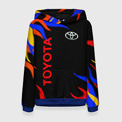 Толстовка-худи женская Toyota Разноцветный огонь, цвет: 3D-синий