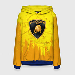 Толстовка-худи женская Lamborghini pattern gold, цвет: 3D-синий