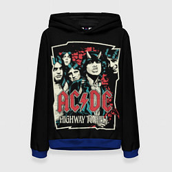 Толстовка-худи женская AC DC Рок, цвет: 3D-синий