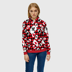 Толстовка-худи женская Карты масти, цвет: 3D-красный — фото 2