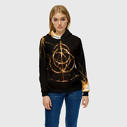 Толстовка-худи женская ELDEN RING SYMBOL ВЕЛИКИЕ РУНЫ, цвет: 3D-черный — фото 2