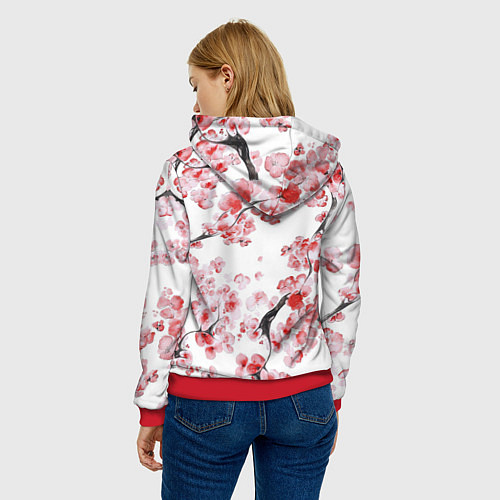 Женская толстовка Ранняя сакура / 3D-Красный – фото 4