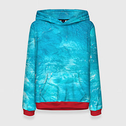 Толстовка-худи женская Голубой океан Голубая вода, цвет: 3D-красный
