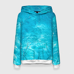 Толстовка-худи женская Голубой океан Голубая вода, цвет: 3D-белый