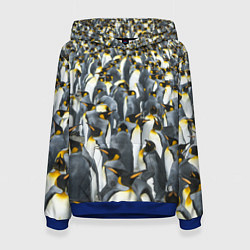 Толстовка-худи женская Пингвины Penguins, цвет: 3D-синий
