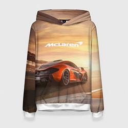 Толстовка-худи женская McLaren - легендарная гоночная команда!, цвет: 3D-белый