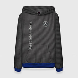 Толстовка-худи женская Mercedes карбоновые полосы, цвет: 3D-синий