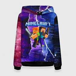 Толстовка-худи женская Minecraft Neon, цвет: 3D-черный