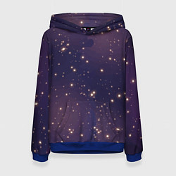Толстовка-худи женская Звездное ночное небо Галактика Космос, цвет: 3D-синий