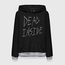 Толстовка-худи женская Надпись Dead Inside, цвет: 3D-меланж