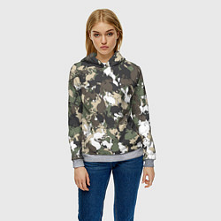 Толстовка-худи женская Камуфляж с кроликами, цвет: 3D-меланж — фото 2