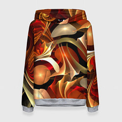 Толстовка-худи женская Абстрактные цифровые спирали, цвет: 3D-меланж