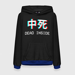 Толстовка-худи женская Dead Inside Иероглифы, цвет: 3D-синий
