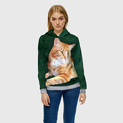 Толстовка-худи женская Мейн кун рыжий кот, цвет: 3D-меланж — фото 2
