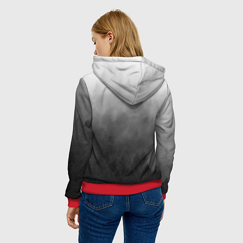 Женская толстовка Темный лес - туман / 3D-Красный – фото 4