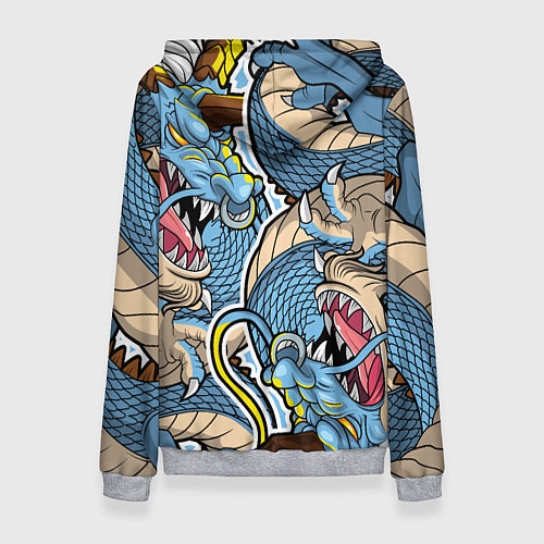 Женская толстовка Синий дракон-монст / 3D-Меланж – фото 2