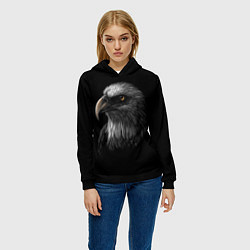 Толстовка-худи женская Голова хищного орла, цвет: 3D-черный — фото 2