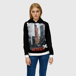Толстовка-худи женская Москоу Сити, цвет: 3D-белый — фото 2