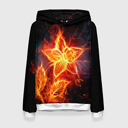 Толстовка-худи женская Flower Neon Fashion 2035 Flame, цвет: 3D-белый