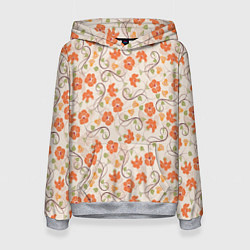 Толстовка-худи женская Оранжевый вьюнок, цвет: 3D-меланж