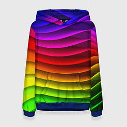 Толстовка-худи женская Color line neon pattern Abstraction Summer 2023, цвет: 3D-синий