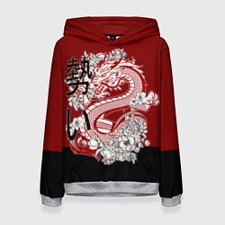 Толстовка-худи женская Китайский Дракон Символ Добра, цвет: 3D-меланж