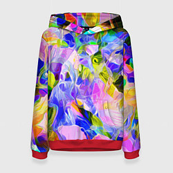 Толстовка-худи женская Красочный цветочный узор Весна - Лето 2023 Colorfu, цвет: 3D-красный