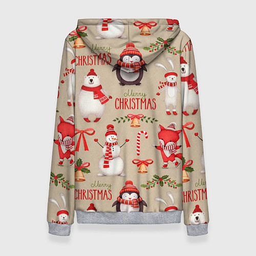 Женская толстовка СЧАСТЛИВОГО РОЖДЕСТВА MERRY CHRISTMAS / 3D-Меланж – фото 2