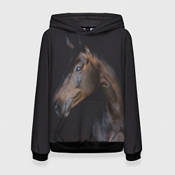 Толстовка-худи женская Лошадь Благородство, цвет: 3D-черный