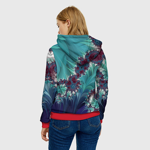 Женская толстовка Фрактальный растительный паттерн Fractal Plant Pat / 3D-Красный – фото 4