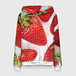 Толстовка-худи женская Strawberries, цвет: 3D-белый