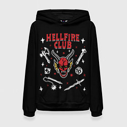 Толстовка-худи женская HELLFIRE CLUB STRANGER THINGS, цвет: 3D-черный