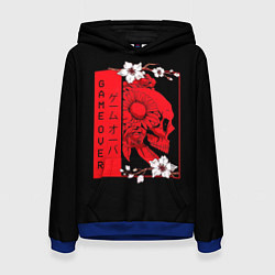 Толстовка-худи женская Игра Окончена Красный Череп, цвет: 3D-синий