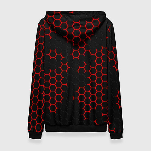 Женская толстовка НАНОКОСТЮМ Black and Red Hexagon Гексагоны / 3D-Черный – фото 2