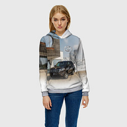 Толстовка-худи женская Тoyota Land Cruiser Prado у горного коттеджа Mount, цвет: 3D-меланж — фото 2