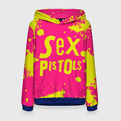 Толстовка-худи женская Sex Pistols Yellow Logo, цвет: 3D-синий