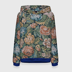 Толстовка-худи женская Floral pattern Цветочный паттерн, цвет: 3D-синий
