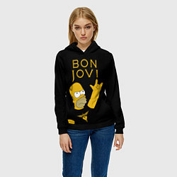 Толстовка-худи женская Bon Jovi Гомер Симпсон Рокер, цвет: 3D-черный — фото 2