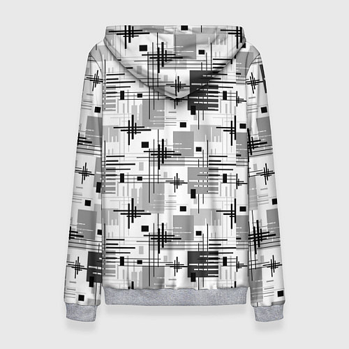 Женская толстовка Черно белый ретро геометрический узор / 3D-Меланж – фото 2