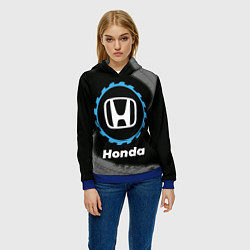 Толстовка-худи женская Honda в стиле Top Gear со следами шин на фоне, цвет: 3D-синий — фото 2