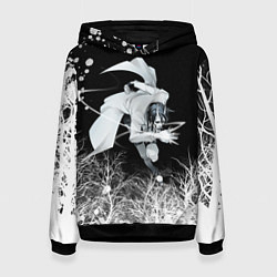 Толстовка-худи женская Белый Неон над лесом White Neon, цвет: 3D-черный